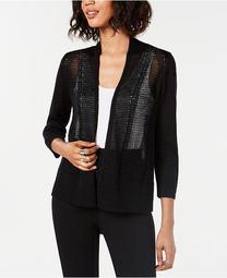 Petite Mixed-Stitch Open-Front Cardigan, Created for Macy's