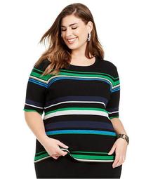 INC Plus Size Metallic Striped Top, Created For Macy's