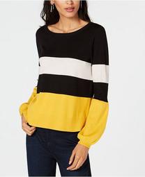 INC Stripe Puff-Sleeve Sweater, Created for Macy's
