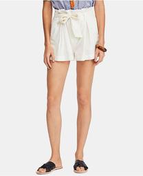 Everywhere You Go Cotton Paperbag Belted Shorts