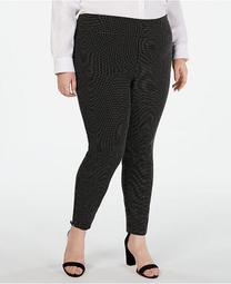 INC Plus Size Jacquard-Dot Slim Pants, Created for Macy's