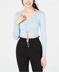 Juniors' Ruched-Front Cropped Sweater, Created for Macy's