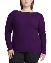 Plus Size Puff-Sleeve Boatneck Sweater