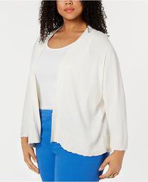 Plus Size Scalloped-Edge Open-Front Cardigan, Created for Macy's