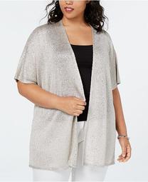 INC Plus Size Metallic Sequined Cardigan, Created for Macy's