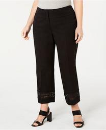 Plus Size Lace-Inset Capri Tummy-Control Pants,  Created For Macy's