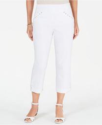 Petite Whip-Stitch Laced-Trim Capri Pants, Created for Macy's