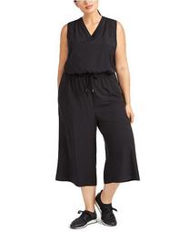 Plus Size Sleeveless Drawstring-Waist Cropped Jumpsuit, Created for Macy's