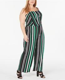 INC Plus Size Striped Jumpsuit, Created for Macy's