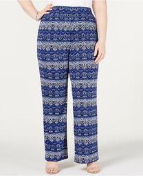 Plus Size Printed Pull-On Pants