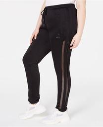 La La Anthony Trendy Plus Size Mesh Stripe Jogger Pants