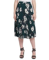 Floral-Print Pleated Midi Skirt