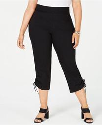 Plus Size Ruched-Hem Cropped Pants, Created for Macy's