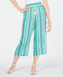 Striped Wide-Leg Capri Pants, Created for Macy's
