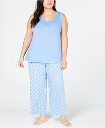 Plus Size Tank and Cropped Pants Pajama Set, Created for Macy's