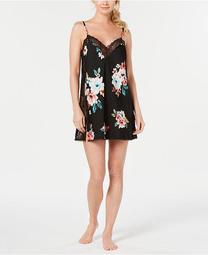 INC Floral-Print Lace-Trim Chemise Nightgown, Created for Macy's