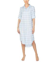 Women's Collared Plaid Sleepshirt Nightgown