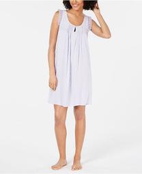 Lace-Trim Jacquard Dot Nightgown