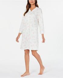 Quilted Knit Floral-Print Robe