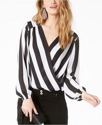 INC Striped Surplice Top, Created for Macy's