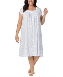 Cotton Lace-Trim Jersey Knit Nightgown