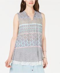 Printed Lace-Trim Top, Created for Macy's