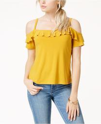 Flounce-Trim Cold-Shoulder Top, Created for Macy's
