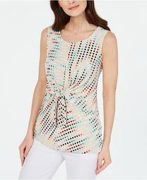 Printed Sleeveless Tie-Front Top, Created for Macy's