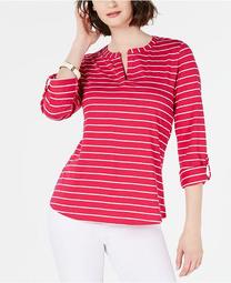Cotton Striped Roll-Tab Top, Crated for Macy's