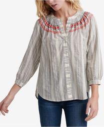 Striped Smocked Peasant Top