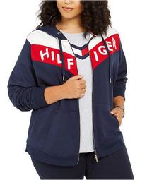Plus Size Colorblocked Zippered Hoodie