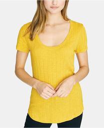 Ruby Scoop Solid Ribbed T-Shirt