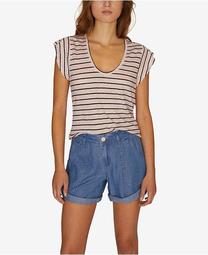 Ruby Striped Scoop-Neck Linen T-Shirt
