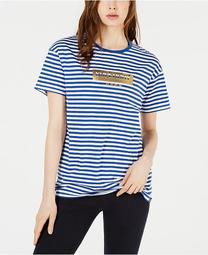 Striped Cotton Graphic T-Shirt