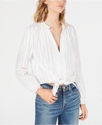 Eyelet Tie-Front Blouse