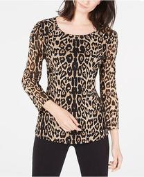 INC Leopard-Print Knit Top, Created for Macy's
