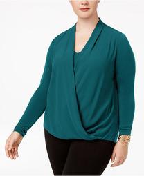 Plus Size Surplice Blouse, Created for Macy's