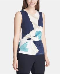 Abstract-Print Side-Knot Top