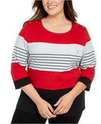 Plus Size Scoop-Neck Colorblocked Top, Created For Macy's