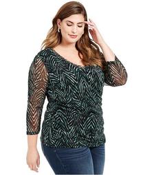 INC Plus Size Double-Layered Ruched-Side Top, Created For Macy's
