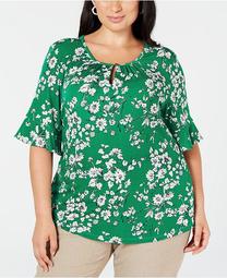 Plus Size Printed Keyhole Top, Created for Macy's