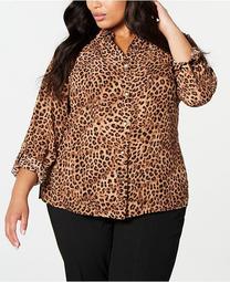 Plus Size Animal-Print Shirt, Created for Macy's