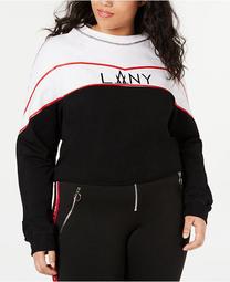 La La Anthony Trendy Plus Size Cotton Cropped Sweatshirt