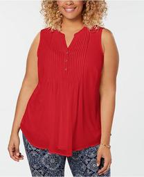 Plus Size Pleated Pintuck Top, Created for Macy's