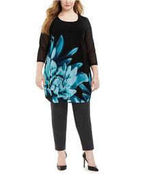 Plus Size Placed-Floral Tunic Top, Created for Macy's