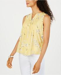 Petite Floral-Print Pintucked Top, Created for Macy's