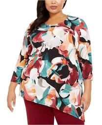 Plus Size Printed Asymmetrical Top, Created For Macy's