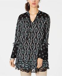 Petite Printed Bell-Sleeve Tunic, Created for Macy's