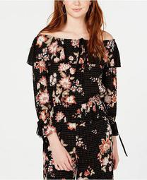 Juniors' Printed Off-The-Shoulder Top, Created for Macy's