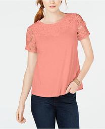 Petite Cotton Embroidered T-Shirt, Created for Macy's